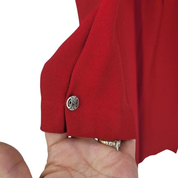 Vintage 80s Coldwater Creek Button Front Maxi Dress 10P Red Long Sleeve Goth USA - Picture 7 of 10